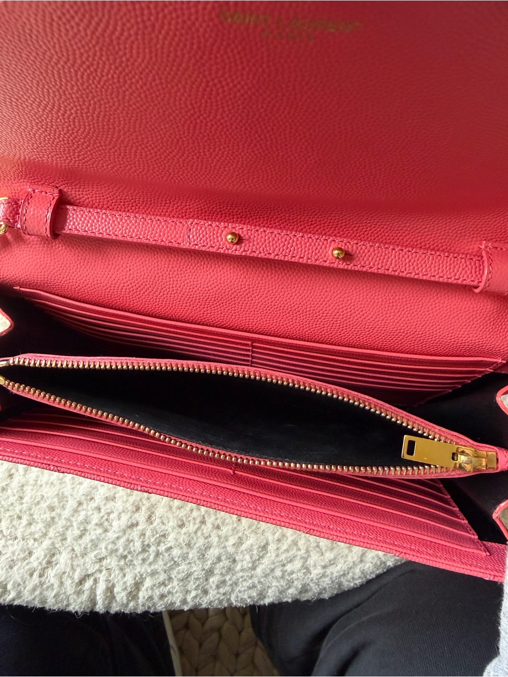 Saint Laurent Pink Cassandre Wallet on Chain Envelope Crossbody - Picture 9 of 16